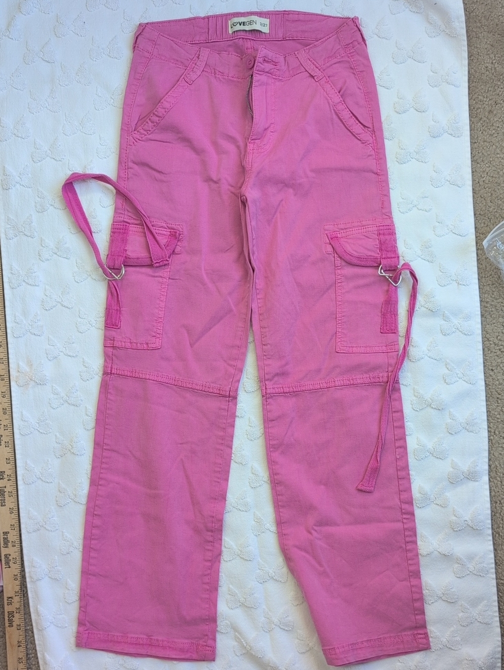 Vigoss Bubblegum Pink Straight-Leg Cargo Jeans